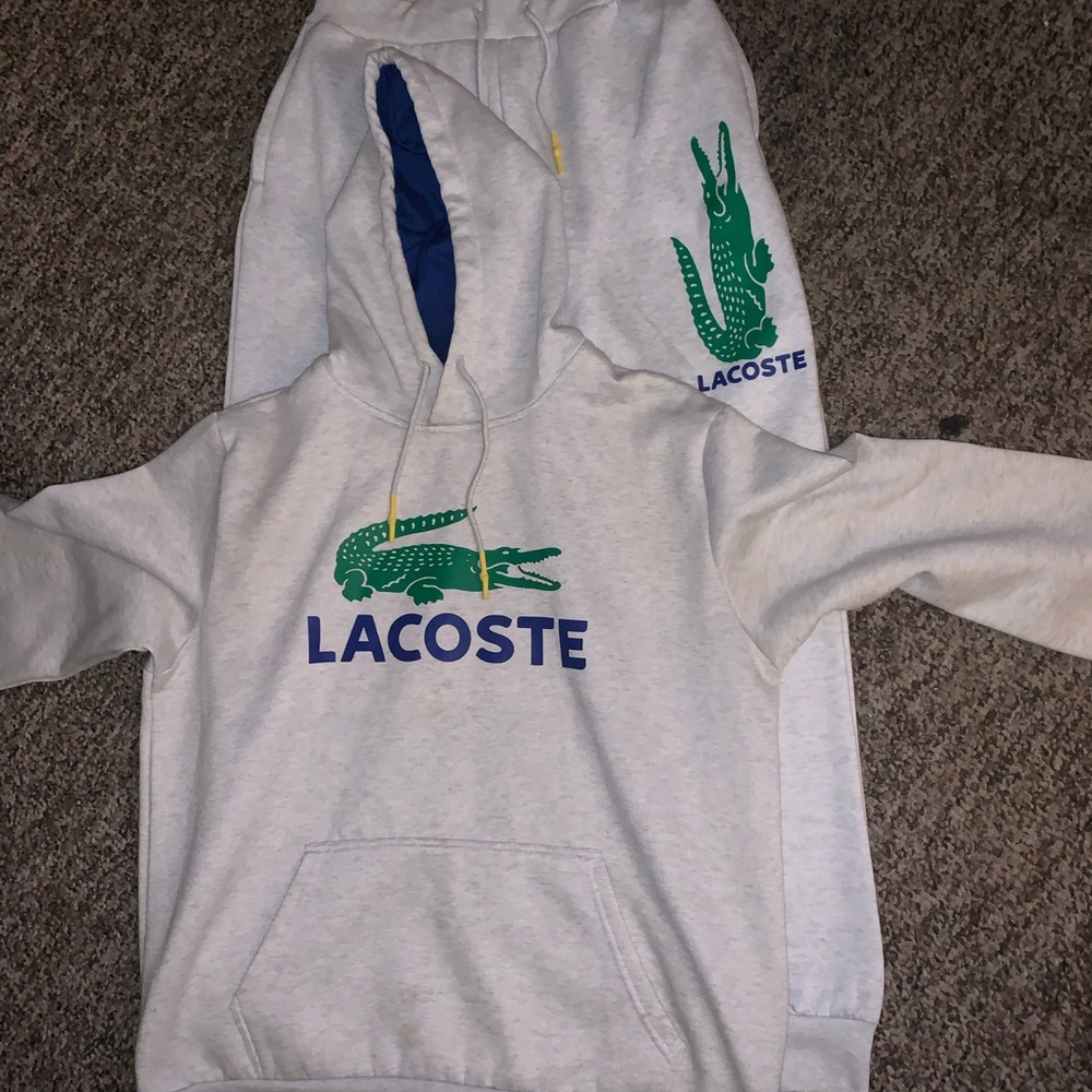 Lacoste Light Gray Tracksuit with Green Logo